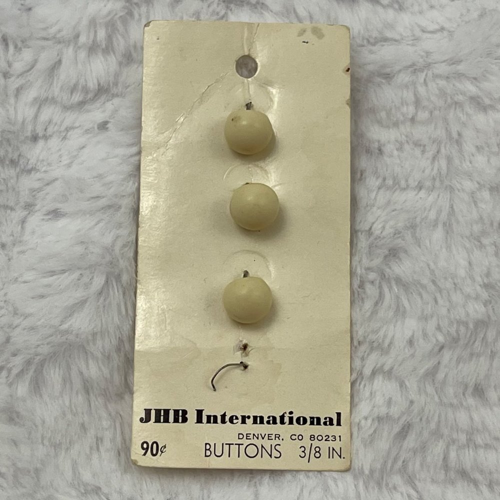 JHB International, 3/8" Round Ivory Vintage Buttons, Style 42380, Set of 3
